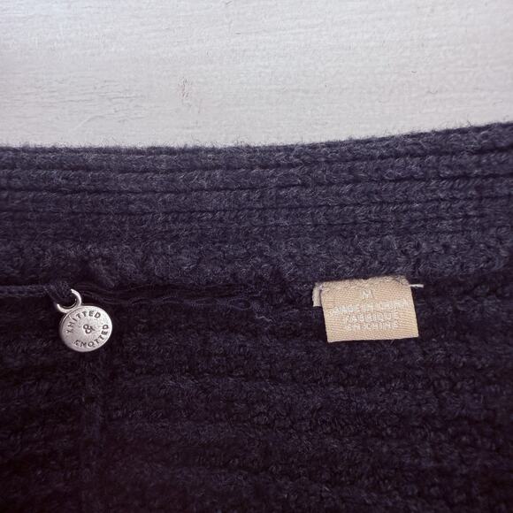 Anthropologie Knitted & Knotted Long Cardigan M Gray Wool Blend Cozy Chunky Fall - Picture 9 of 16